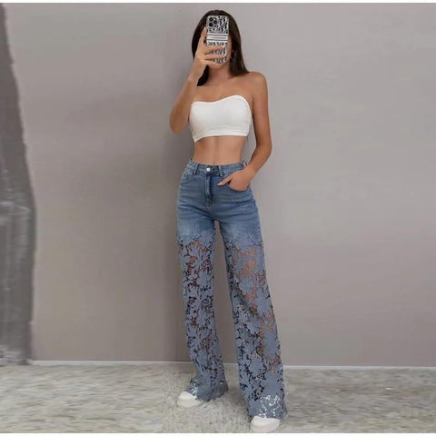 FLORAL CUT WORK DENIM FLORAL CUT WORK DENIM