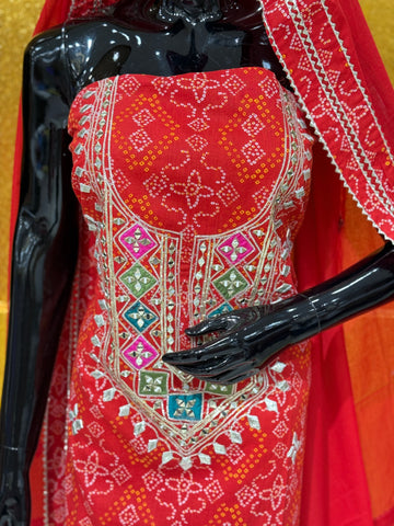 US-02 BANDHANI UNSTICHED SUIT US-02 BANDHANI UNSTICHED SUIT