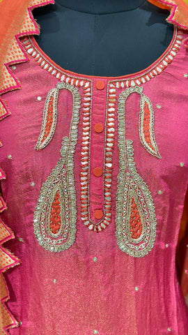 US-03 SHIMMER SILK  UNSTICHEDSUIT WITH HAND WORK US-03 SHIMMER SILK  UNSTICHEDSUIT WITH HAND WORK