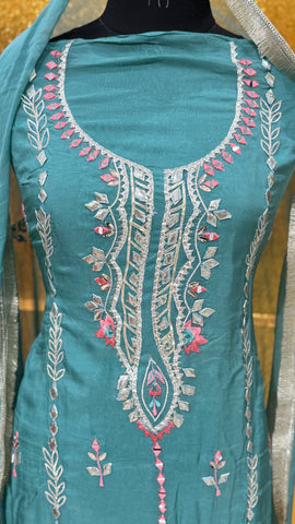 US-05 GOTTA PATTI ORGENZA UNSTICHED SUIT