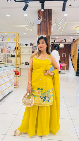 “GEHRANA” THREE PIECE SET SHARARA SET