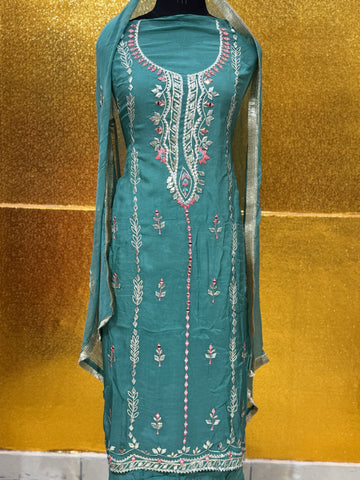 US-05 GOTTA PATTI ORGENZA UNSTICHED SUIT