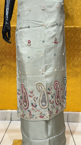 US-10 PURE JAMDANI SILK WITH HANDWORK UNSTICHED SUIT