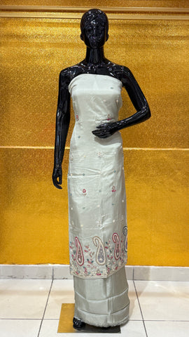 US-10 PURE JAMDANI SILK WITH HANDWORK UNSTICHED SUIT