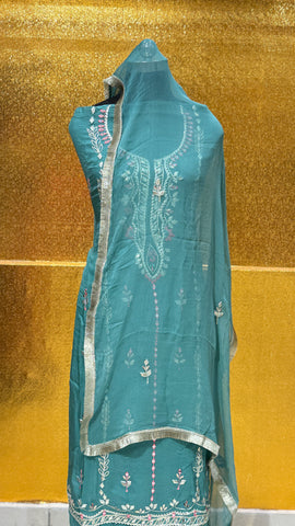 US-05 GOTTA PATTI ORGENZA UNSTICHED SUIT