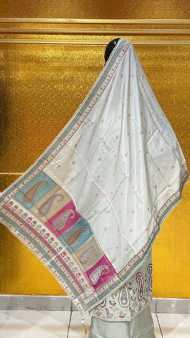 US-10 PURE JAMDANI SILK WITH HANDWORK UNSTICHED SUIT