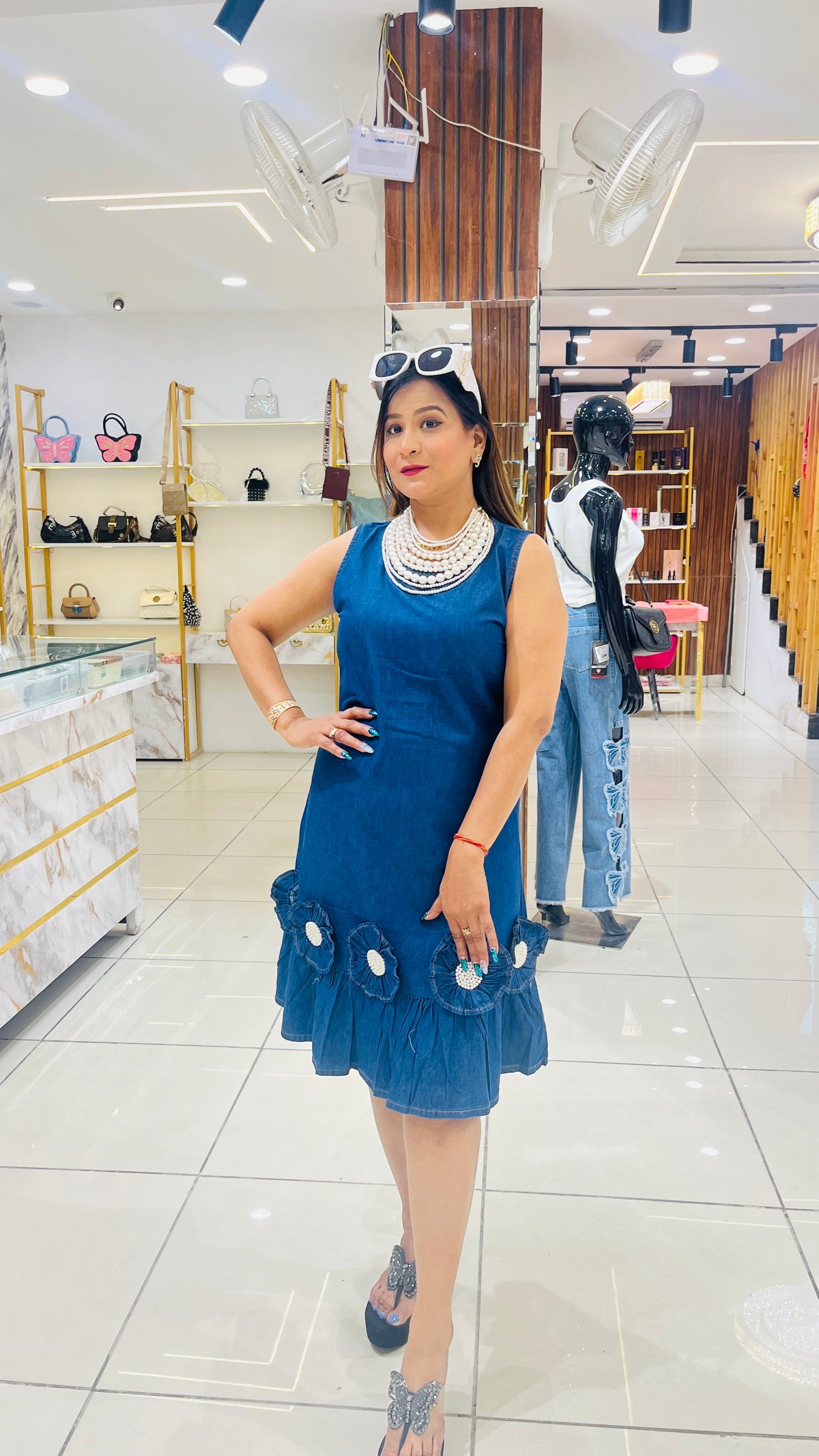 “FLOWY” DENIM DRESS