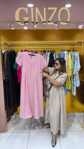 Stiped midi  shirt dress